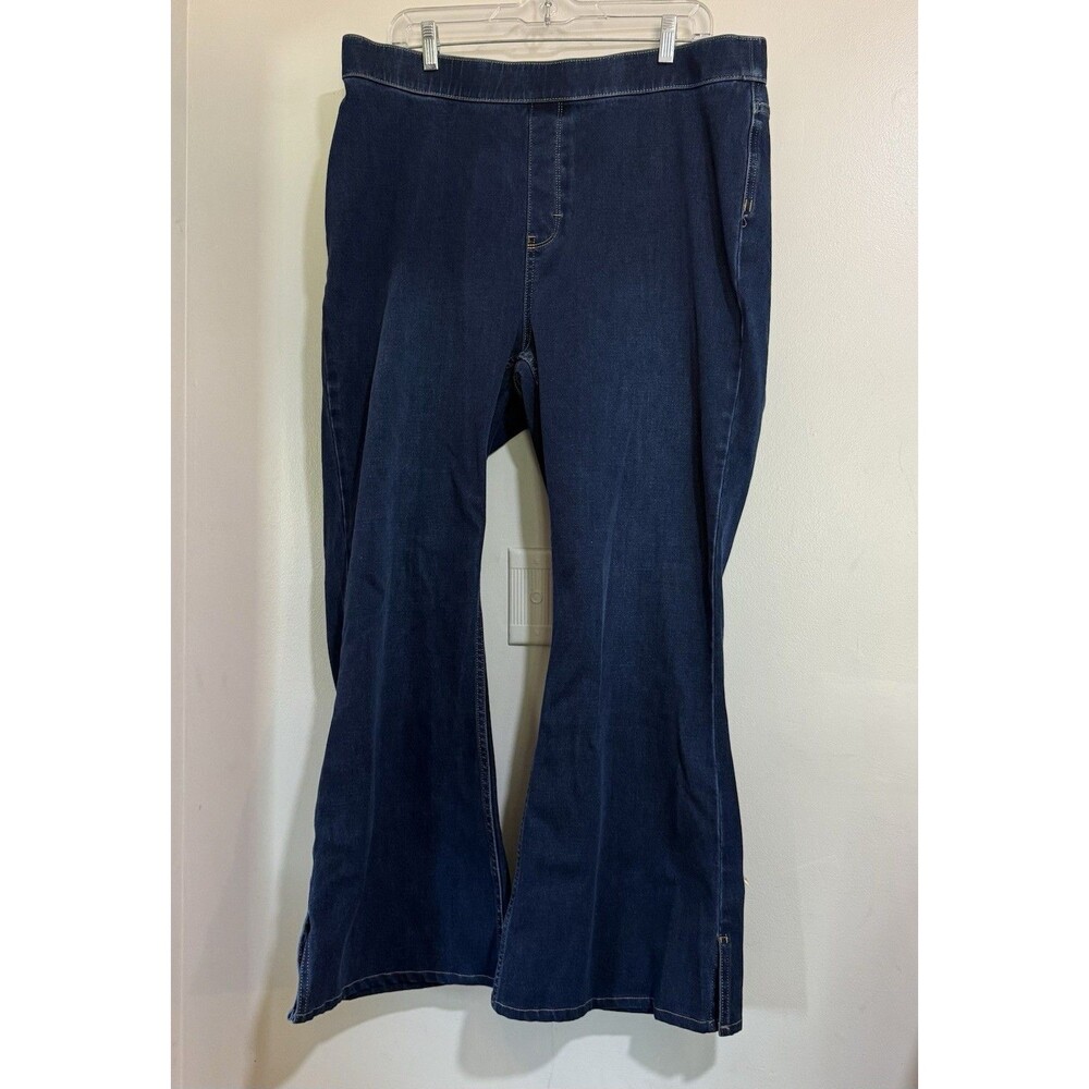 Ladies Soft Surroundings Blue Elastic Waist Pull On Jeans Size 1X